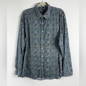 Scully Signature Soft 100% Cotton Western Blue Paisley Pearl Button Snap Shirt L